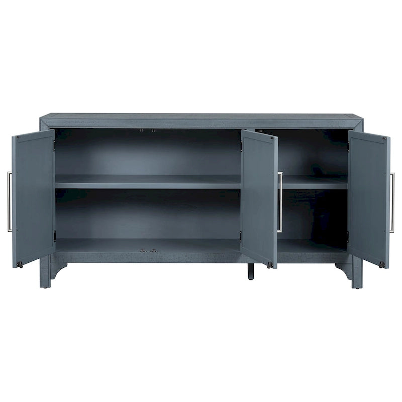 Credenza mobile contenitore in MDF+impiallacciatura di pino, con ripiani regolabili, adatta per soggiorni, ingressi e studi
