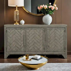 Credenza mobile contenitore in MDF+impiallacciatura di pino, con ripiani regolabili, adatta per soggiorni, ingressi e studi