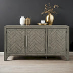 Credenza mobile contenitore in MDF+impiallacciatura di pino, con ripiani regolabili, adatta per soggiorni, ingressi e studi