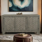 Credenza mobile contenitore in MDF+impiallacciatura di pino, con ripiani regolabili, adatta per soggiorni, ingressi e studi