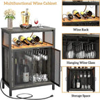 Mobile Bar per Vini con Luce RGB e Presa - 23.6D x 13.6W x 31H