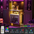 Mobile Bar per Vini con Luce RGB e Presa - 23.6D x 13.6W x 31H