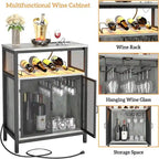 Mobile Bar per Vini con Luce RGB e Presa - 23.6D x 13.6W x 31H