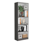 Libreria alta a 5 ripiani e mobile, set da 2