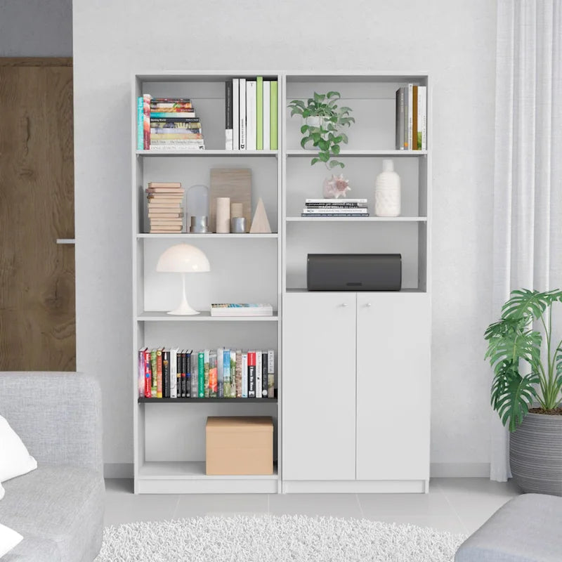 Libreria alta a 5 ripiani e mobile, set da 2