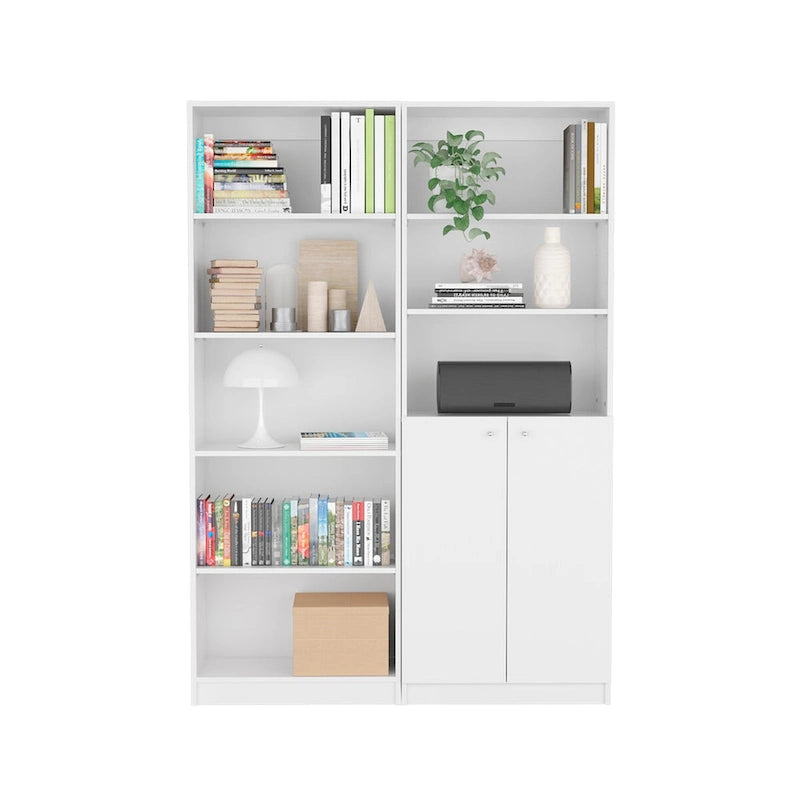 Libreria alta a 5 ripiani e mobile, set da 2
