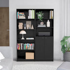 Libreria alta a 5 ripiani e mobile, set da 2
