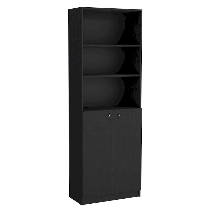 Libreria alta a 5 ripiani e mobile, set da 2