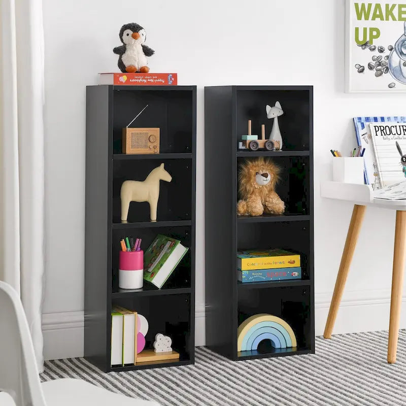 Torre multimediale a 8 ripiani, armadio portaoggetti sottile con ripiani regolabili