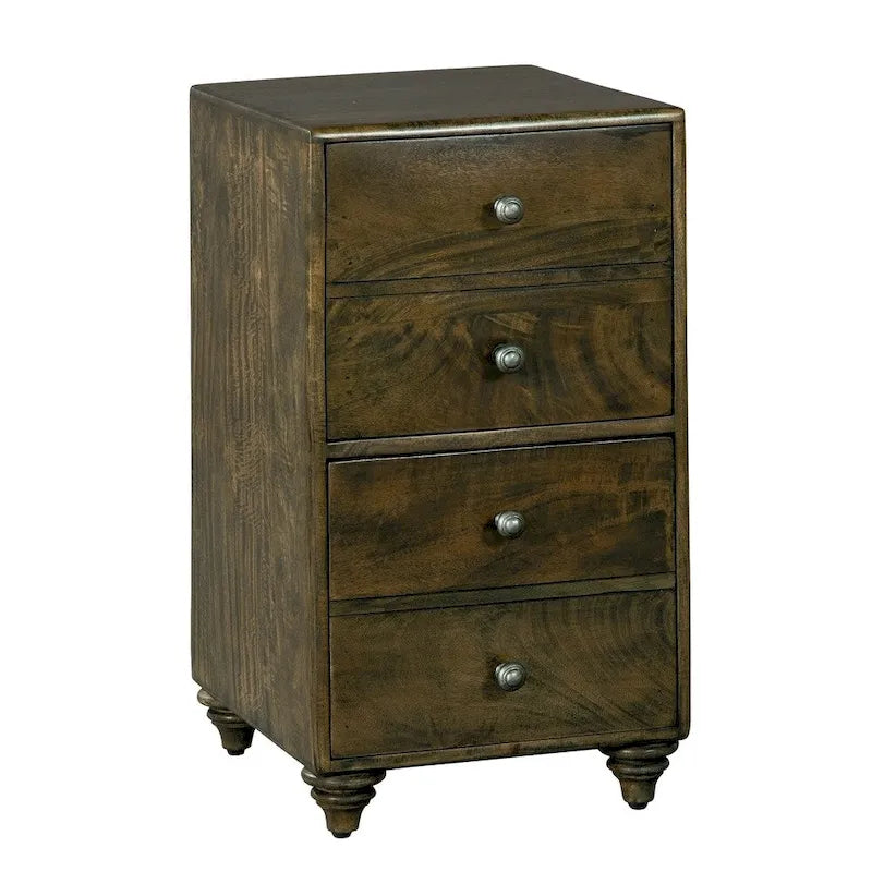  Office at Home File, Contemporary, Elegant, Narrow, Four Drawer, Dark Wood, Finished Filing Cabinet
