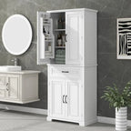 Mobiletto da bagno con ante e cassetto, molteplici spazi, ripiano regolabile