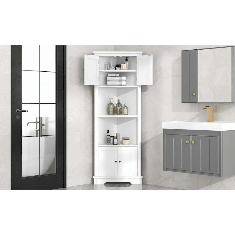 Mobiletto da Bagno Alto con Ripiano Regolabile