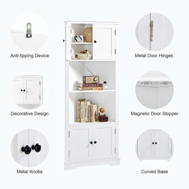 Mobiletto da Bagno Alto con Ripiano Regolabile