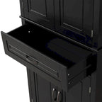Mobiletto da bagno con ante e cassetto, più scomparti, ripiano regolabile, nero