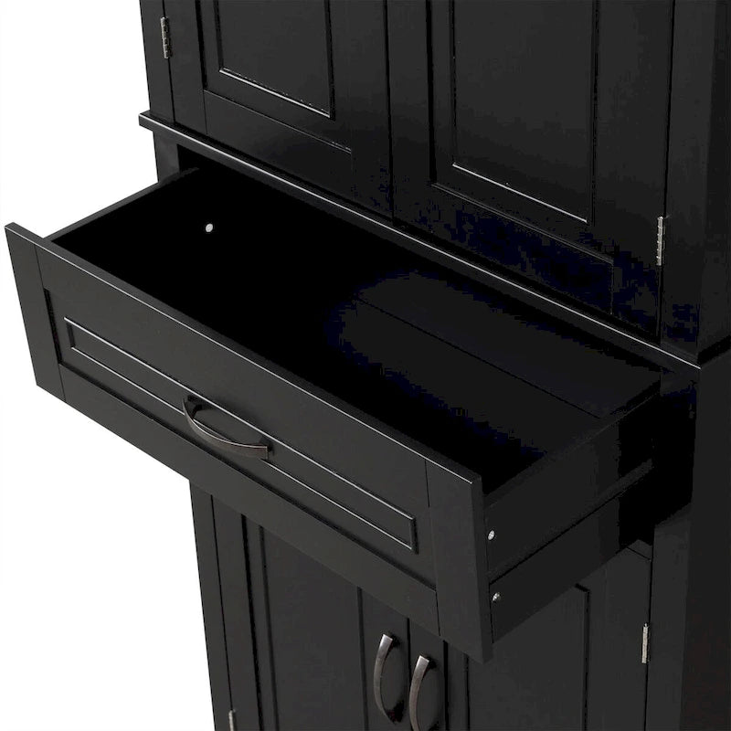 Mobiletto da bagno con ante e cassetto, più scomparti, ripiano regolabile, nero