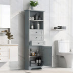 68Mobile Alto Contenitore con 3 Cassetti e Ripiani Regolabili per Bagno, Cucina e Soggiorno