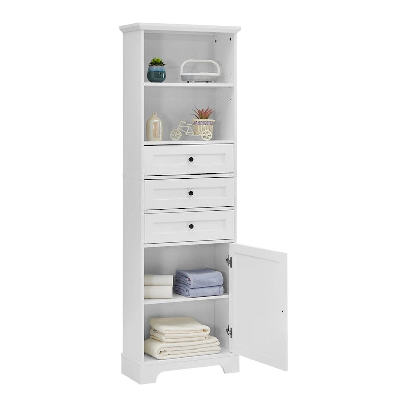68Mobile Alto Contenitore con 3 Cassetti e Ripiani Regolabili per Bagno, Cucina e Soggiorno