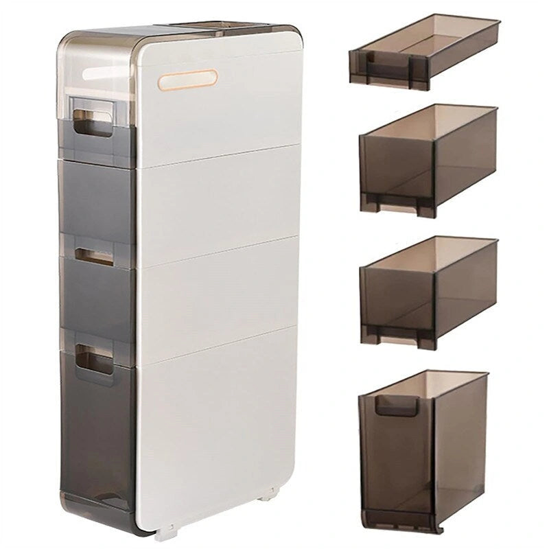 Mobiletto per bagno a 4 ripiani, porta carta igienica da terra - 16,14P x 6,9L x 37,91A