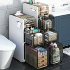 Mobiletto per bagno a 4 ripiani, porta carta igienica da terra - 16,14P x 6,9L x 37,91A