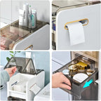 Mobiletto per bagno a 4 ripiani, porta carta igienica da terra - 16,14P x 6,9L x 37,91A