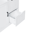 Mobiletto da Bagno con Ante e Cassetti, Spazio Contenitivo Multiplo, Stile Autoportante, Ripiano Aperto, Ripiano Regolabile, Bianco
