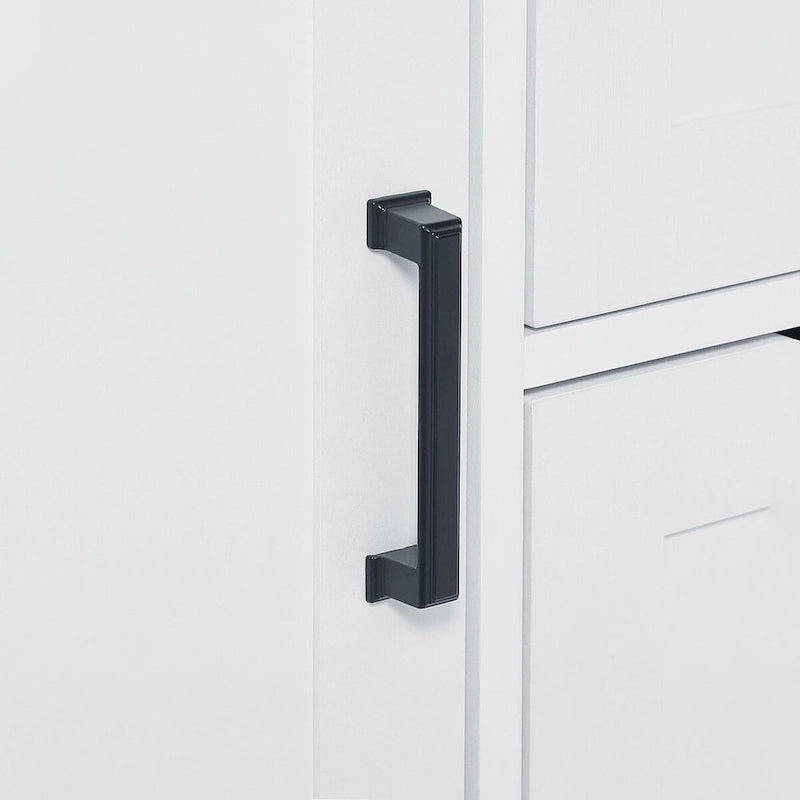 Mobiletto da Bagno con Ante e Cassetti, Spazio Contenitivo Multiplo, Stile Autoportante, Ripiano Aperto, Ripiano Regolabile, Bianco