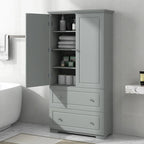 Mobiletto multiuso per bagno, mobiletto indipendente con due cassetti e ripiano regolabile, in MDF con finitura verniciata