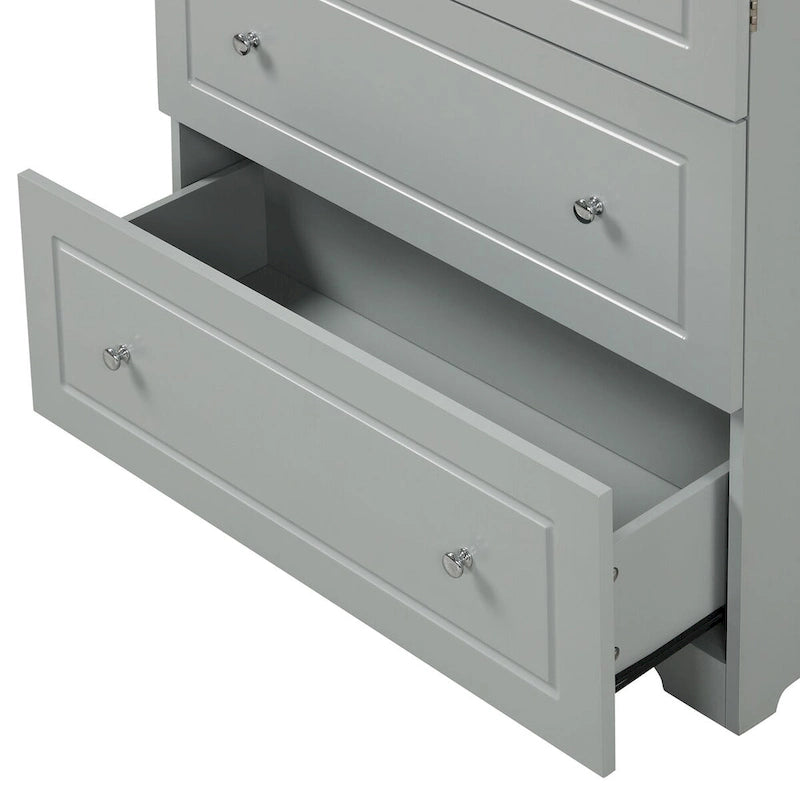 Mobiletto multiuso per bagno, mobiletto indipendente con due cassetti e ripiano regolabile, in MDF con finitura verniciata