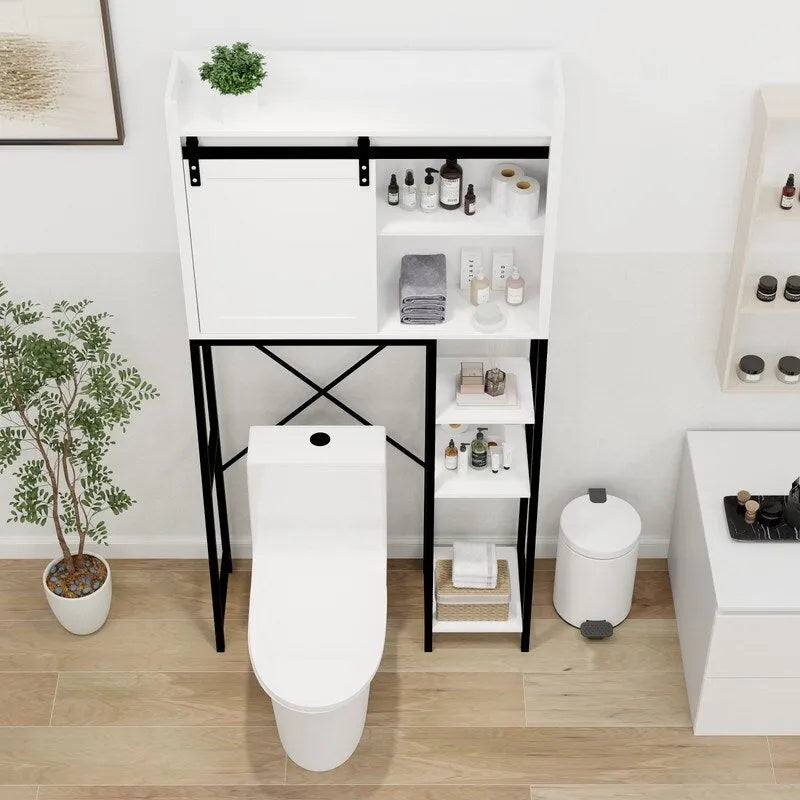 Mobiletto sopra il WC, Scaffali da bagno sopra il WC con anta scorrevole a granaio